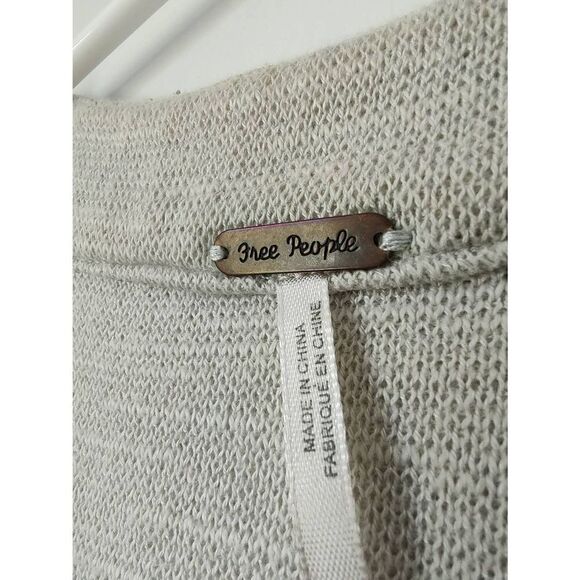 Free People Women's Size Small Gray Knit Snap Button Sweater Side Zippers - Picture 5 of 11
